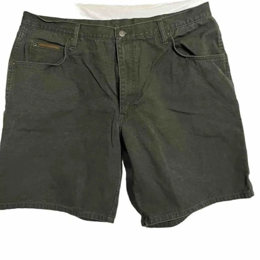 Walls Mens Carpenter Shorts Ripstop Cotton Canvas Olive Measured 40